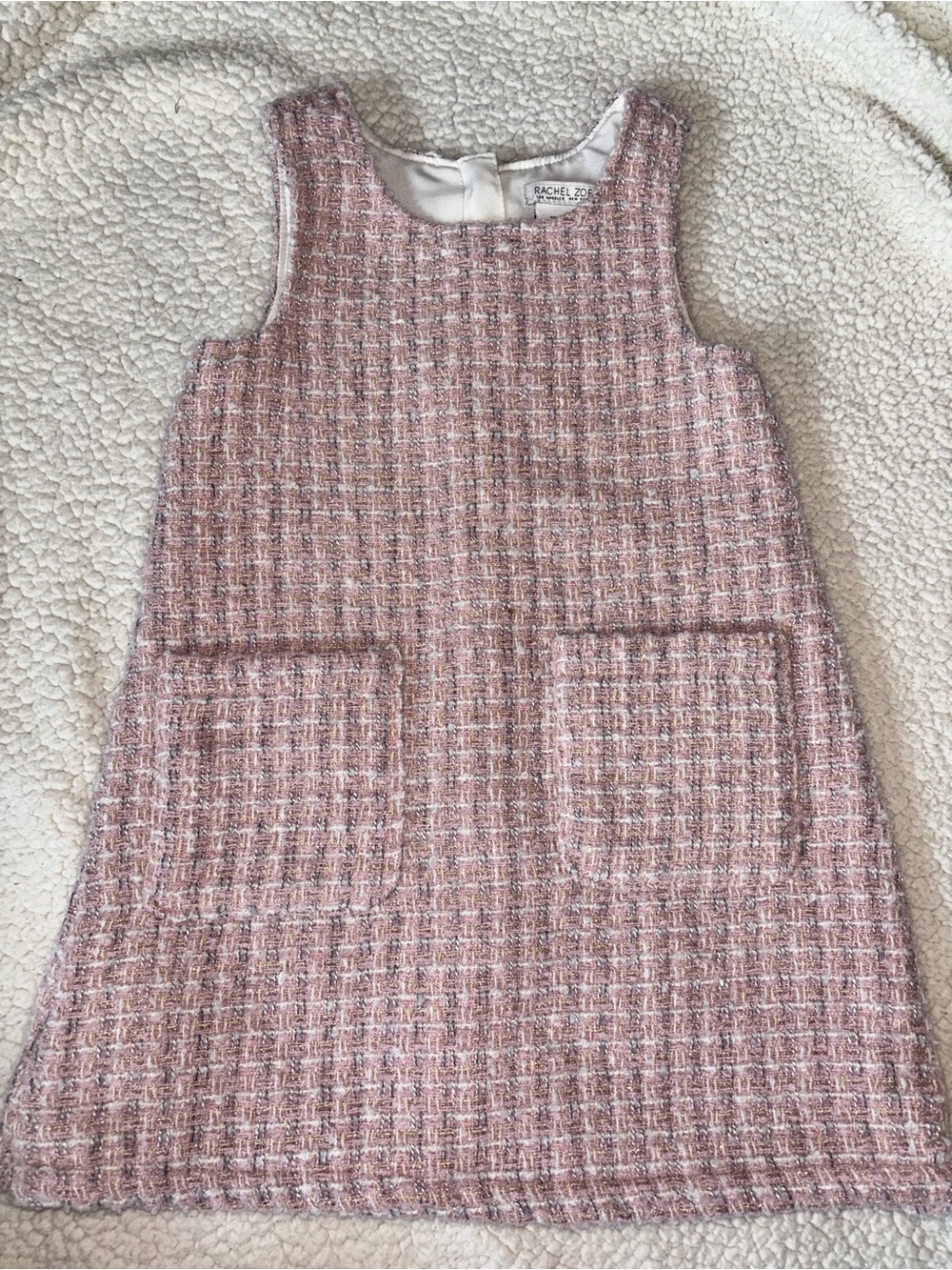 Rachel Zoe Pink Tweed Pocket Shift Dress